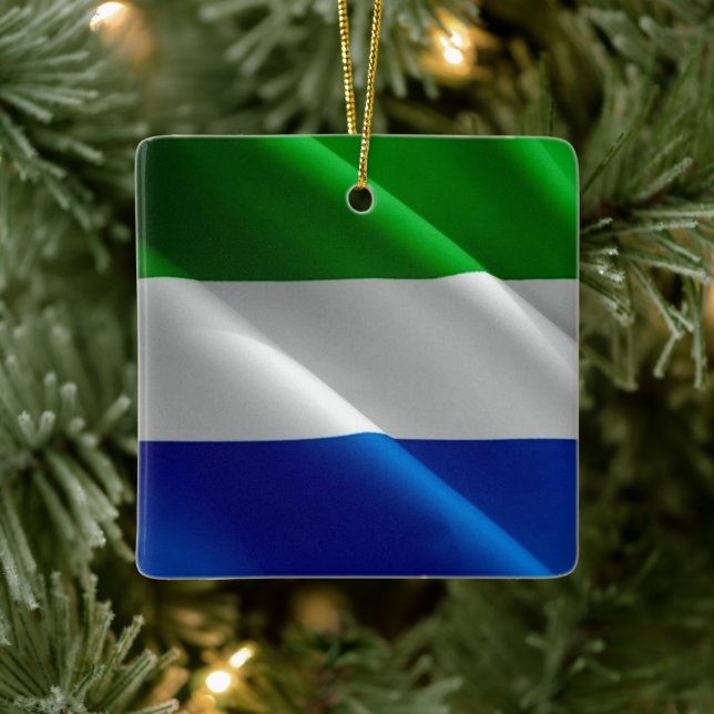 Adorno De Cerámica zSL002 SIERRA LEONA, Bandera ondulante, África, (Árbol)