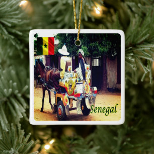 Adorno De Cerámica zSN003 SENEGAL, Buggy Taxi, África,