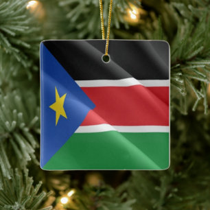Adorno De Cerámica zSS002 SUDÁN MERIDIONAL, Bandera ondulante, África