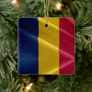 Adorno De Cerámica zTD002 CHAD, Bandera ondulante, África,