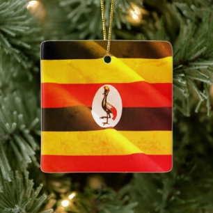 Adorno De Cerámica zUG002 UGANDA, Bandera ondulante. África,