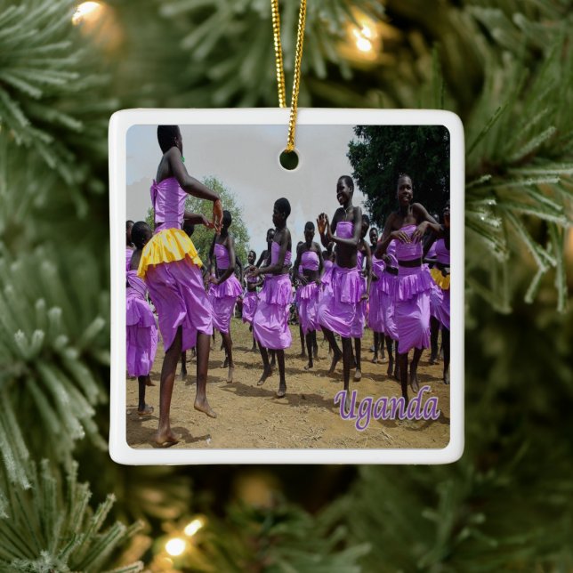 Adorno De Cerámica zUG004 UGANDA,Celebraciones Culturales, África, (Árbol)