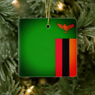 Adorno De Cerámica zZM001 Bandera de ZAMBIA, África,