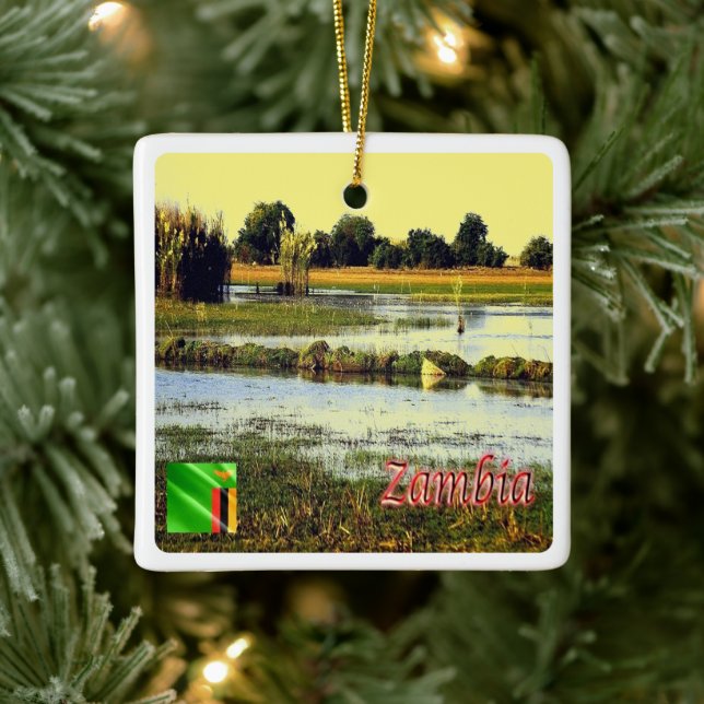 Adorno De Cerámica zZM004 ZAMBIA, Bangweulu Swamps, África (Árbol)