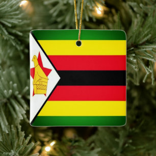 Adorno De Cerámica ZZW001 ZIMBABWE, Bandera, África, Fridge