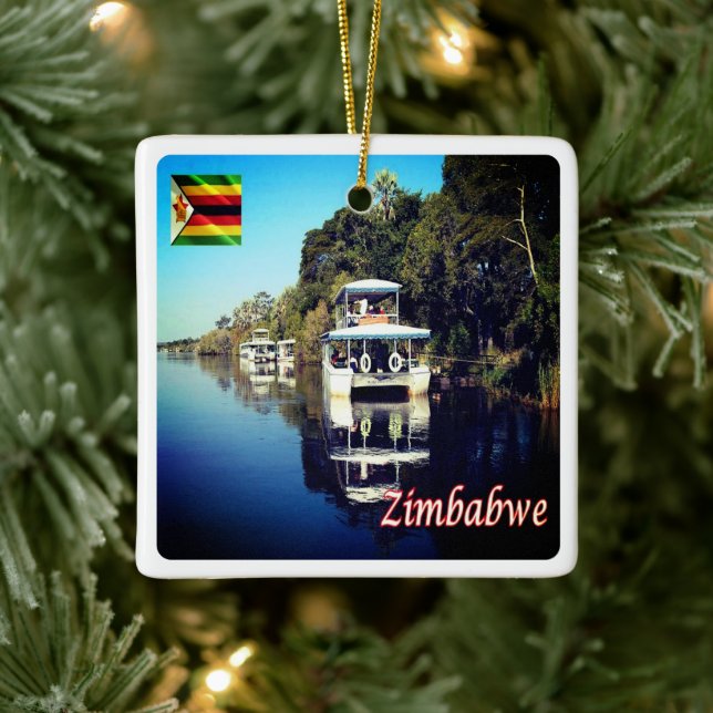 Adorno De Cerámica zZW012 VICTORIA FALLS, Zimbabwe, África, (Árbol)