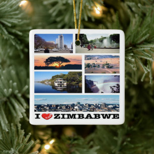 Adorno De Cerámica ZZW019 ZIMBABWE I Love, Mosaic, Africa,