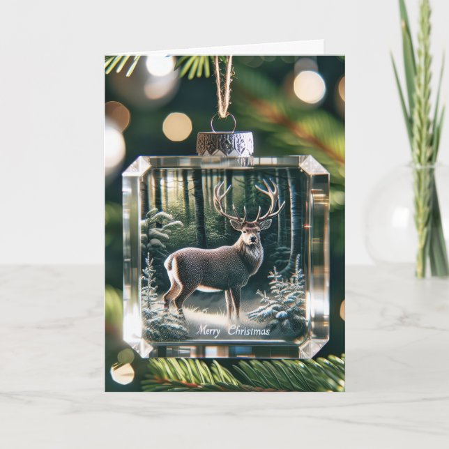Adorno de ciervo macho de vidrio de Navidad (Anverso)