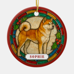 Adorno de Círculo de Cerámica Akita Inu Japonesa