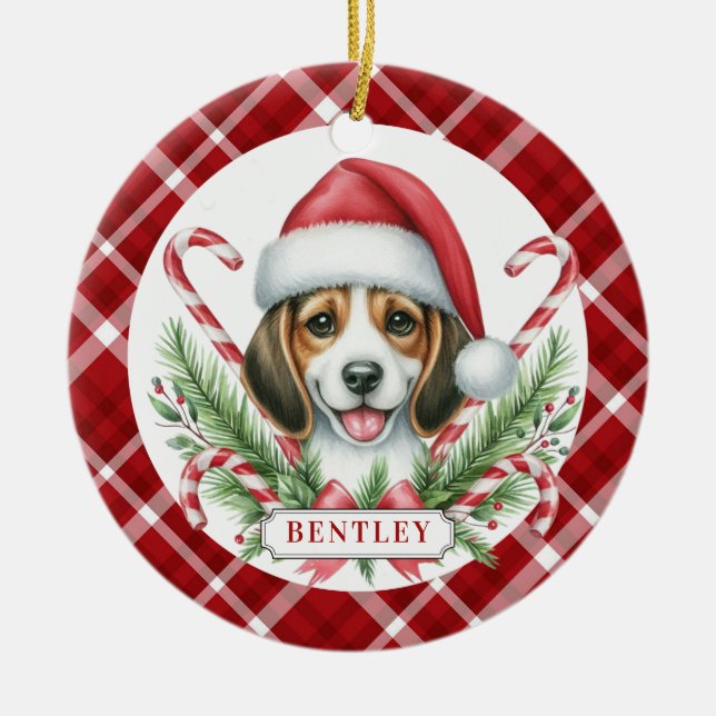 Adorno de círculo de cerámica Beagle (Frente)