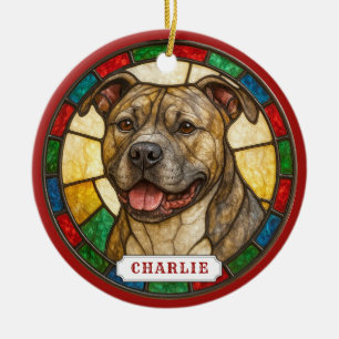 Adorno de círculo de cerámica de American Pit Bull