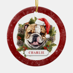 Adorno de círculo de cerámica de Bulldog Inglés