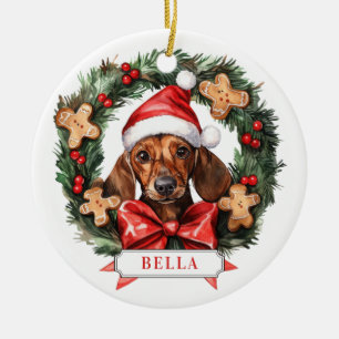 Adorno de círculo de cerámica de dachshund