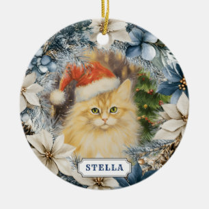 Adorno de círculo de cerámica de gato persa