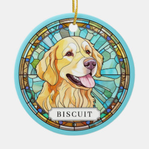 Adorno de círculo de cerámica de Golden Retriever