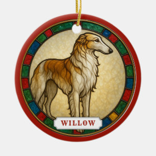 Adorno de círculo de cerámica de perro Borzoi