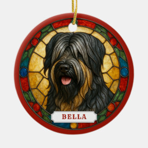 Adorno de círculo de cerámica de perro Briard