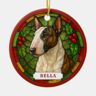 Adorno de círculo de cerámica de perro Bull Terrie