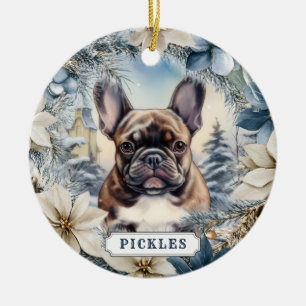 Adorno de círculo de cerámica de perro Bulldog Fra
