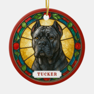 Adorno de círculo de cerámica de perro Cane Corso