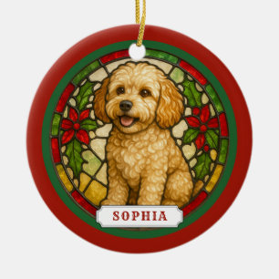 Adorno de círculo de cerámica de perro Cockapoo