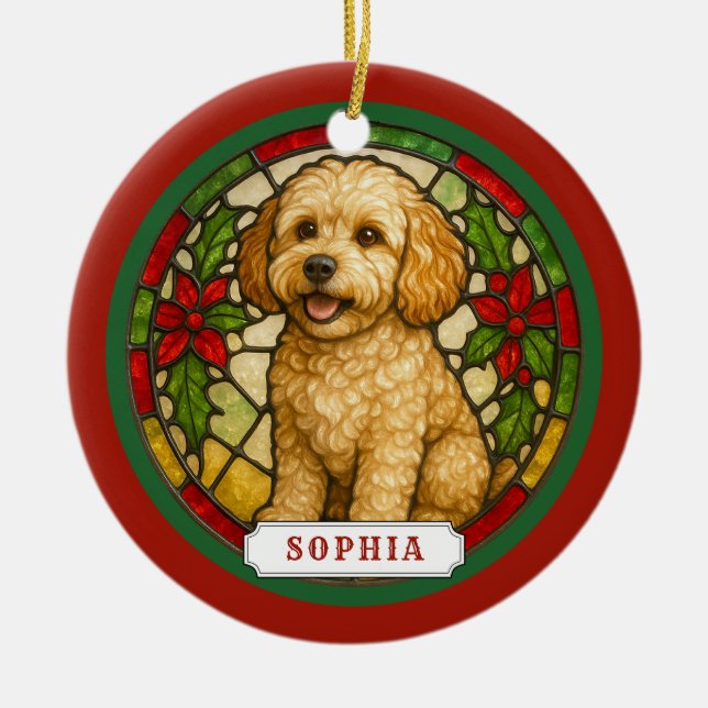Adorno de círculo de cerámica de perro Cockapoo (Frente)