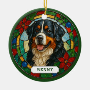 Adorno de círculo de cerámica de perro de montaña