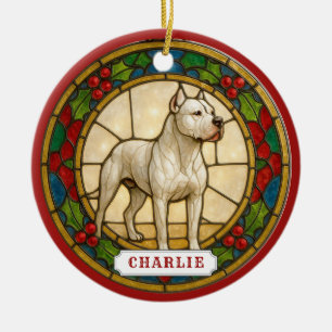 Adorno de círculo de cerámica de perro Dogo Argent