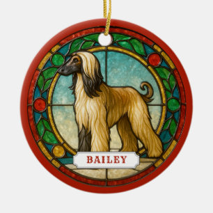 Adorno de círculo de cerámica de perro galgo afgan