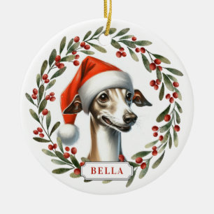 Adorno de círculo de cerámica de perro galgo itali