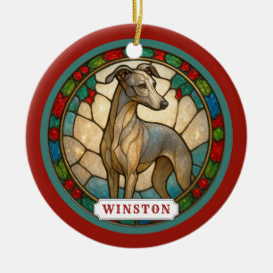 Adorno de círculo de cerámica de perro galgo itali