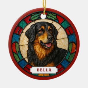 Adorno de círculo de cerámica de perro Hovawart