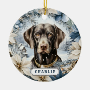 Adorno de círculo de cerámica de perro Labrador Re