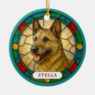 Adorno de círculo de cerámica de perro Laekenois b