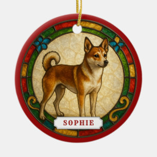Adorno de círculo de cerámica de perro Lundehund n