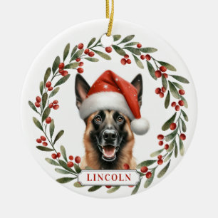 Adorno de círculo de cerámica de perro Malinois be