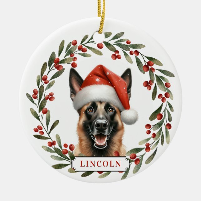 Adorno de círculo de cerámica de perro Malinois be (Frente)