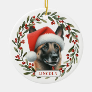 Adorno de círculo de cerámica de perro Malinois be