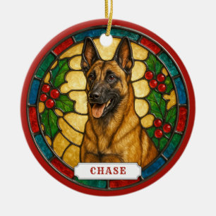 Adorno de círculo de cerámica de perro Malinois be