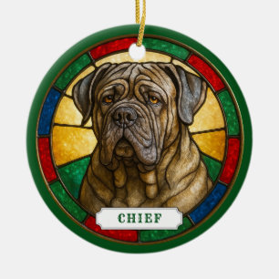 Adorno de círculo de cerámica de perro Mastín Napo