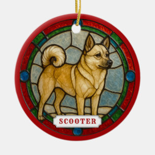 Adorno de círculo de cerámica de perro Norwegian B