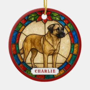 Adorno de círculo de cerámica de perro pastor de A