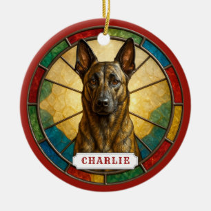 Adorno de círculo de cerámica de perro pastor hola