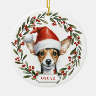 Adorno de círculo de cerámica de perro Rat Terrier