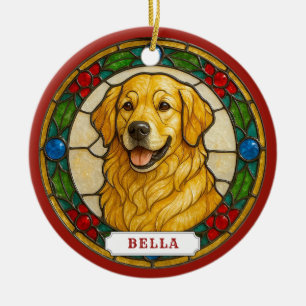 Adorno de círculo de cerámica de perro Retriever D