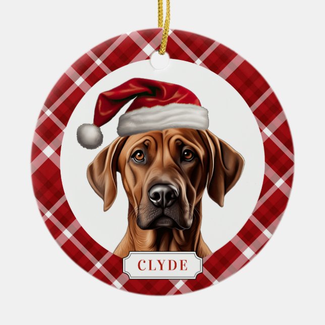 Adorno de círculo de cerámica de perro Rhodesian R (Frente)