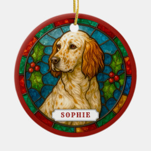 Adorno de círculo de cerámica de perro Setter Ingl