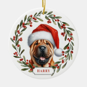 Adorno de círculo de cerámica de perro Shar-Pei