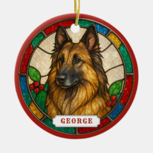 Adorno de círculo de cerámica de perro Tervuren be