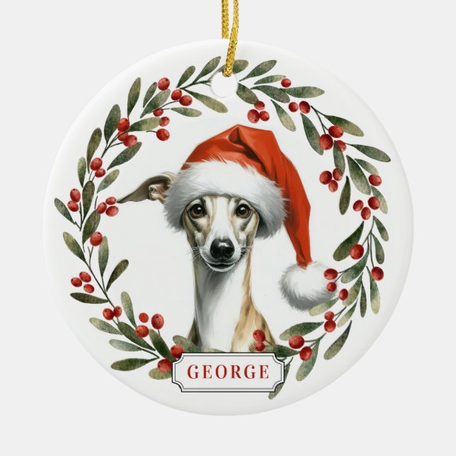 Adorno de círculo de cerámica de perro Whippet (Frente)